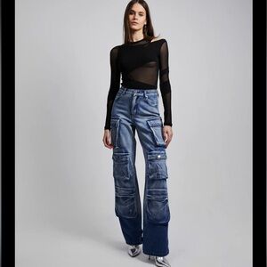 New RtA Lea Blue Smoke Utility Style Jeans Size 29 Retail $320